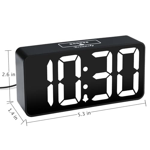 DreamSky Small Digital Alarm Clock for Bederoom, Large Big Numbers Display with Dimmer for Living Room, Electric Bedside Desk Clock with USB Charging Port, Adjustable Volume, USB-C Adapter Powered 7