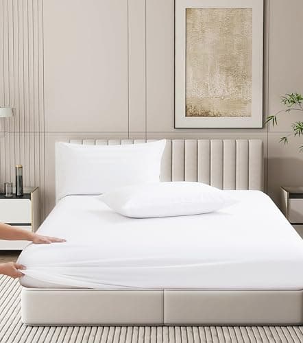 Split King/2 Pack Twin XL Fitted Sheet Only, 100% Egyptian Cotton, 600 Thread Count, 8"-16" Deep Pocket Sateen Weave Bottom Sheet, Soft Breathable Hotel Quality (Split King/2 Pack Twin XL, White) 8
