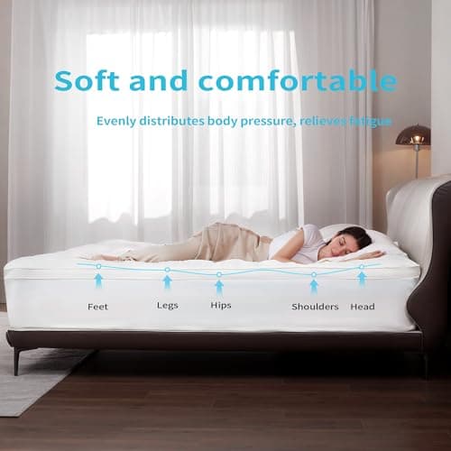 Memory Foam Mattress Topper Twin, Dual Layer 4 Inch Mattress Topper, 2" Gel Memory Foam Plus 2" Pillow Top Mattress Pad Cover for Back Pain, Down Alternative Twin Size Mattress Toppers Deep Pocket 3