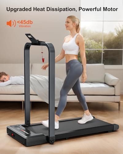 Walking Pad with Handle Bar, Foldable Treadmill Mini Under Desk Treadmill Walking Folding Treadmills for Home Small Running Pad 3 Horsepower 300 lb Capacity with Remote Control 7