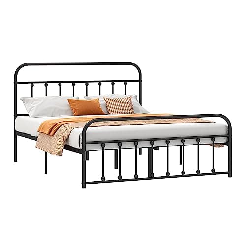 Closadin Classic Metal Platform Bed Frame with Heaboard and Footboard,Strong Metal Slats Support,No Box Spring Needed,Easy Assembly,Full Size,Black 8