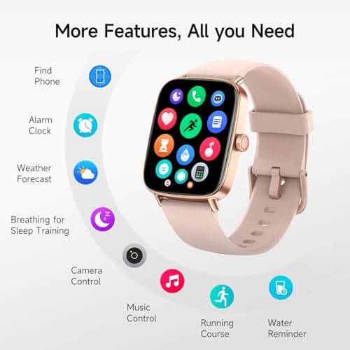 Smart Watch for Women, 1.85" HD Smartwatch Compatible iPhone/Samsung/Android (Answer/Make Calls), 100+ Sport Modes Fitness Tracker with Heart Rate/Sleep/SpO2 Monitor, IP68 Waterproof, with 2 Bands 9