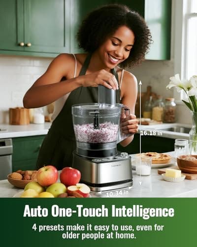 TWOMEOW Food Processor, 4 Programs & Pulse,1000W Max Power,12 Cups Total Volume for Slicing, Mincing, Dicing, Shredding, Puree, Dough and Vegetable Chopper Clean Bowl Scraper, Stainless Steel 6
