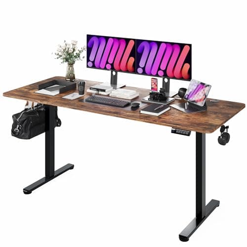 Monomi 71" Electric Standing Desk for Home Office - Large 1.8-Meter Adjustable Height Desk, 176 lbs Capacity, 4 Memory Presets, Quiet Motor & Anti-Collision (Rustic Brown/Black)