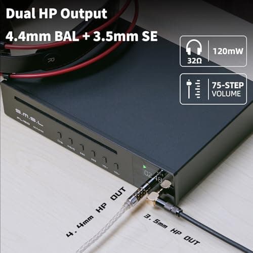 SMSL PL150 CD Player,Compatible with Standard CD,MP3 CD.Supports RCA,3.5mm and 4.4mm Headphones,Optical,Coaxial Output Interface,CS43198 Decoding Chip,Auitable for Laptops and Computers and Car 7