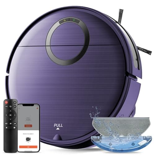 UMMUND Robot Vacuum and Mop Combo, 2 in 1 Mopping Robotic Vacuum Cleaner with Schedule, Wi-Fi/App/Remote, Strong Suction, Self-Charging, Slim, Ideal for Hard Floor, Pet Hair, Low-Pile Carpet