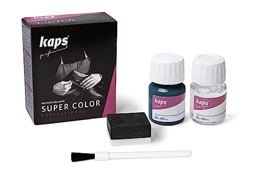 Dye with Primer for Natural and Synthetic Leather Shoes, Kaps Super Color and Preparer, 70 Colors (158 - Air Blue)
