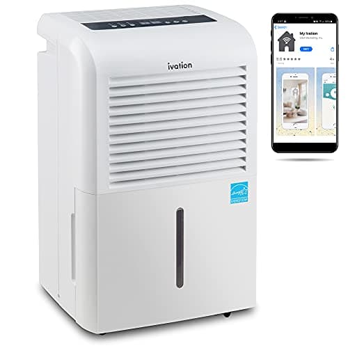 Ivation 4,500 Sq Ft Smart Wi-Fi Energy Star Dehumidifier with App, Continuous Drain Hose Connector, Programmable Humidity, 2.25 Gal Reservoir for Medium and Large Rooms (4,500 Sq Ft)