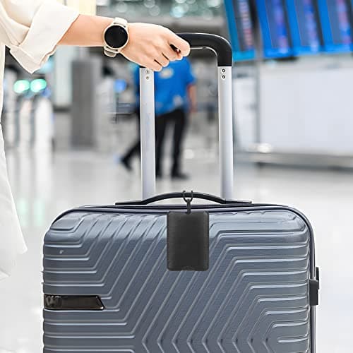 FYY Luggage Tag - 2 Pack PU Leather Luggage Tags for Suitcases with Name ID Card Travel Tags Labels with Privacy Cover for Baggage Handbag School Bag Suitcase Black 6