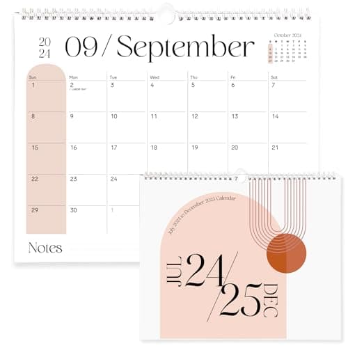 Vibrant Arc Horizontal 11x13.5 Inches Wall Calendar 2024-25, 18 Month Calendar July 2024 - December 2025 Colorful & Fun Monthly Themes