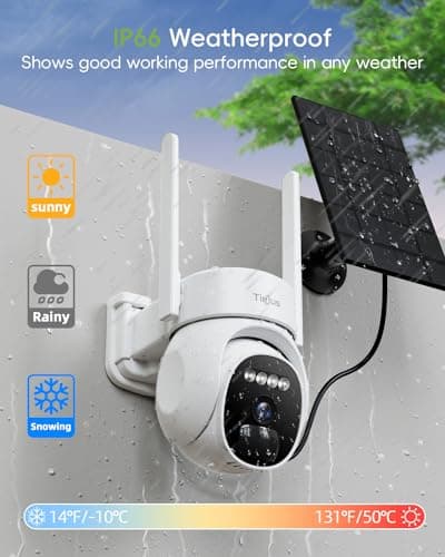 TIEJUS 5G Security Cameras Wireless Outdoor, 2K Solar Cameras Outdoor Wireless, Home Security Surveillance Camera, 360° PTZ/Color Night Vision/2Way Talk/Compatible with Alexa/IP66 Waterproof (White) 6