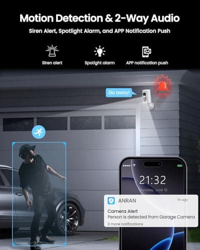 ANRAN 4G LTE Cellular Solar Security Camera Wireless Outdoor, 2K No WiFi Solar Powered Security Camera, 2 Way Audio, Smart Motion Detection, Color Night Vision, IP66, White (32GB & SIM Card Included) 5