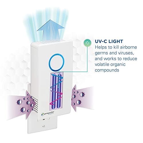 Germ Guardian GG1100W 7” Pluggable Small Air Purifier, Small Room Wall Air Sanitizer, Freshens Air, UV-C Light Kills Germs, Reduces Odors from Pets, Cooking, Mold, GermGuardian, 1-Yr Wty (White) 5