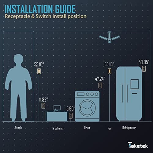 TAKETEK Decorator Switch with Wall Plate, Single Pole Rocker Light Switch, Grounding Screw, Residential Grade, 15A 120V/277V, UL Listed, YX-S001-10PACK, White (10 Pack) 6