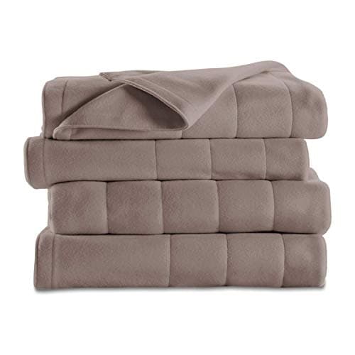 Sunbeam Royal Ultra Fleece Heated Electric Blanket King Size, 90" x 100", 12 Heat Settings, 12-Hour Selectable Auto Shut-Off, Fast Heating, Machine Washable, Warm and Cozy, Mushroom