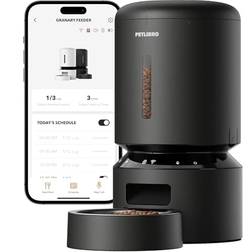 PETLIBRO Automatic Cat Feeder, 5G WiFi Automatic Dog Food Dispenser with Freshness Preservation, 5L Timed Pet Feeder with Low Food Sensor, Up to 10 Meals Per Day, Granary Black