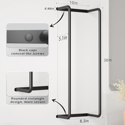 Towel Rack for Bathroom, Wall Mounted Stainless Steel Organizer, Bath Towel Holder Wall Towel Rack for Rolled Towels, for Modern Small Space Bathroom Towel Storage - Black 5