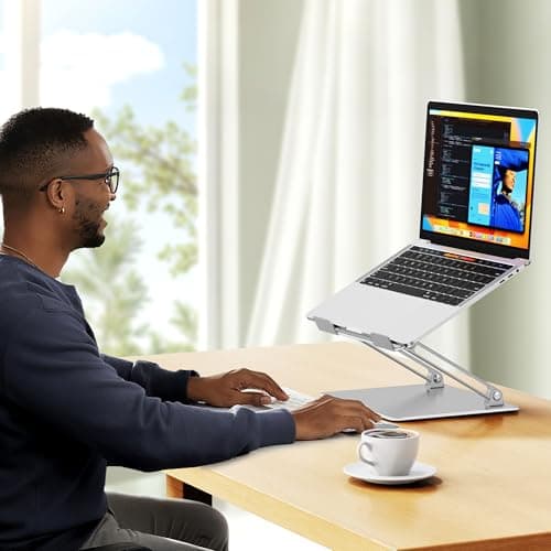 BESIGN LS10 Aluminum Laptop Stand, Ergonomic Adjustable Notebook Tablet Stand, Computer Holder Compatible with Air, Pro, Dell, HP, Lenovo More 10-14" Laptops, Silver 7