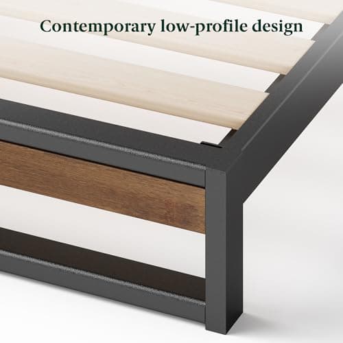 ZINUS Suzanne 37 Inch Metal and Wood Platform Bed Frame / Solid Wood & Steel Construction / No Box Spring Needed / Wood Slat Support / Easy Assembly, Chestnut Brown, Queen 6
