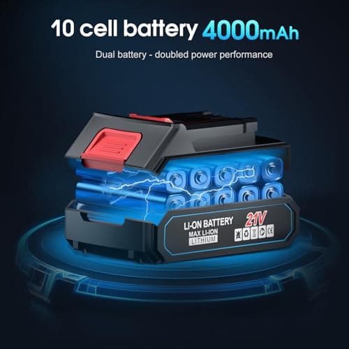 21V Cordless Leaf Blower, 990000 RPM High-Speed, 2×6Ah Large-Capacity Batteries & Fast Charger Included, Lightweight Handheld Blower for Lawn/Garden/Yard Cleanup 3