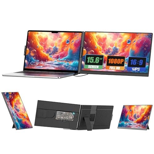 Laptop Screen Extender, 15.6" IPS FHD 1080P Laptop Monitor Extender, Portable Monitor for Laptops, TYPE-C Travel Dual Screen with Adjustable Kickstand, Plug and Play with Wins/Mac/Linux/Chrome/PS5