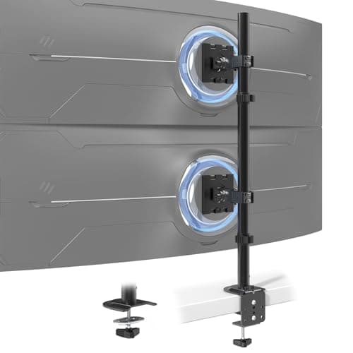 Heavy Duty Dual Monitor-Arm for 17-49'' - Double Vertically Stacked Monitor Mount, Extra Tall Ultrawide Desk Stand Holds up to 44 lbs per Screen, Vesa 75/100, Black 9