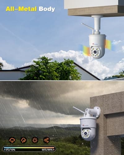 Ctronics 4K Security Camera Outdoor, AI Vehicle/Animal/Human Detection, Auto Tracking, 2.4/5Ghz WiFi, PC/Phone Remote, 256GB SD/Cloud/FTP/NAS, 24/7, Color Night Vision[All-Metal] 8