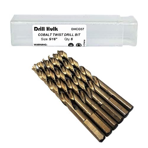 5/16-Inch Cobalt Steel M35 Jobber Length Twist Drill Bits for Hard Metal, Stainless Steel, Pack of 6