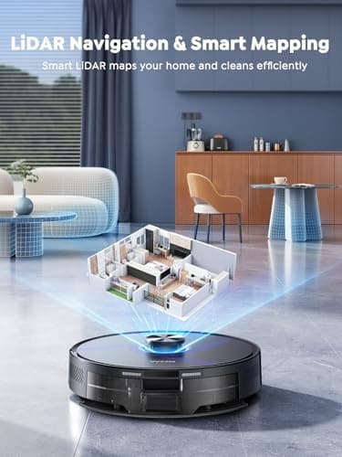 Vyzzle E20 Robot Vacuum and Mop, 60-Day Robot Vacuum Self Emptying, 5500Pa Suction, Zoned & Scheduled Cleaning, LiDAR Navigation, Vacuum Robot for Pet Hair, Carpets, Floors, WiFi/App/Voice Control 6