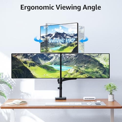 MOUNTUP Triple Monitor Mount Fits Max 32 Inch Screen, Holds 4.4-17.6lbs, 3 Monitors Desk Mount, Triple Monitor Stand for Desk, Adjutable Arm with Clamp/Grommet Base, VESA 75x75/100x100 MU6013A 6