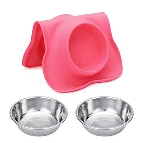 Hubulk Pet Dog Bowls 2 Stainless Steel Dog Bowl with No Spill Non-Skid Silicone Mat + Pet Food Scoop Water and Food Feeder Bowls for Feeding Small Medium Large Dogs Cats Puppies (S, Pink) 7
