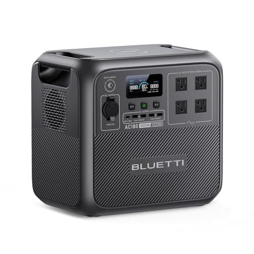 BLUETTI Portable Power Station AC180, 1152Wh LiFePO4 Battery Backup w/ 2 1800W (2700W peak) AC Outlets, 0-80% in 45Min, Solar Generator for Camping, Off-grid, Power Outage