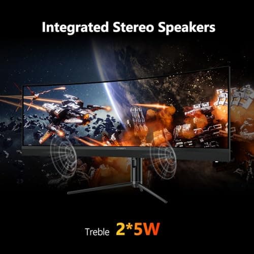 INNOCN 45C1R 45 Inch 5120 x 1440p Ultrawide Curved Gaming Monitor, R1500, HDR400, USB Type-C 90W Power Delivery, PIP/PBP, Built-in Speaker, Height Adjustable, Black 5