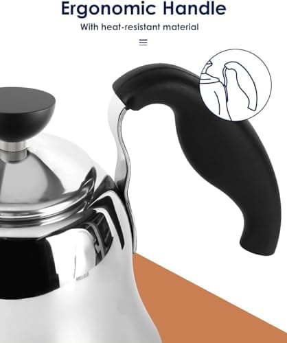 Tea Kettle for Stovetop, Barista's Choice Gooseneck Pour Over with Flow Control, Food Grade Stainless Steel Water Kettle, Tea Pot for Home & Kitchen - Small 28oz, Silver 4