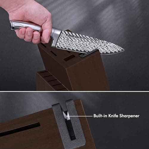Knife Set, Astercook 15 Pieces Kitchen Knife Set with Built-in Sharpener, German Stainless Steel Knife Block Set, Razor-Sharp Knives with Full-tang Handle, Dishwasher Safe, Valentine's Gift 5