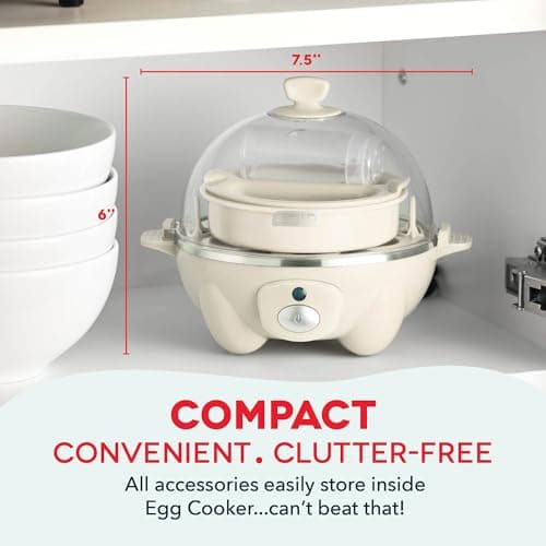 Dash Rapid Egg Cooker - Boiler, Poacher & Steamer - Includes Measuring & Recipe Guide - Dishwasher Safe - BPA Free - Holds 7 Eggs, Cream 5