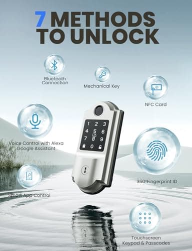 Smart Lock - 7-in-1 Keyless Entry, Fingerprint & Touchscreen Keypad, WiFi & Bluetooth Deadbolt, Biometric Door Lock with App Remote Control 5