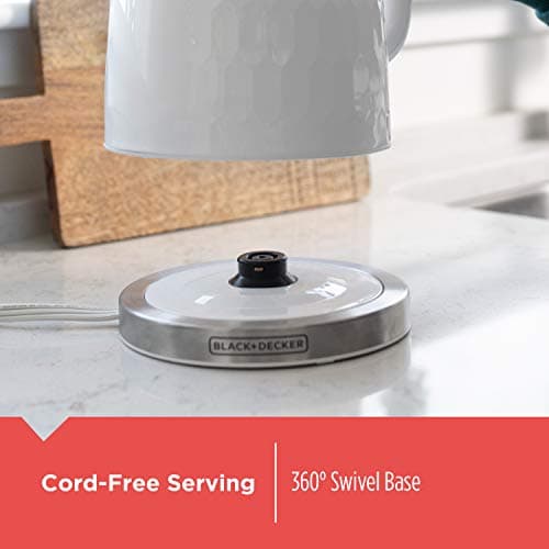 BLACK+DECKER 1.7L Cordless Electric Kettle, KE1560W, Premium Texture, Water Window, Rapid Boil, Auto Shutoff, White 8