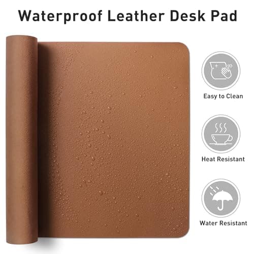 Aothia Leather Desk Pad Protector, Mouse Pad, Office Desk Mat, Non-Slip PU Leather Desk Blotter, Laptop Desk Pad, Waterproof Desk Writing Pad for Office and Home (Brown,23.6" x 13.7") 6