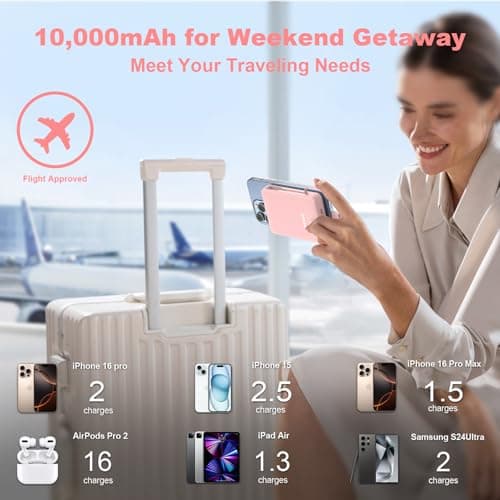 Portable Charger 10000mAh Power Bank with Type C Charger Powerbank Fast Charging,Not a for Magsafe Charger for Iphone 17 6 15 14 13 12Pro Max Airpods,Samsung ,Huawei,Travel Essential,Trends Gift 9
