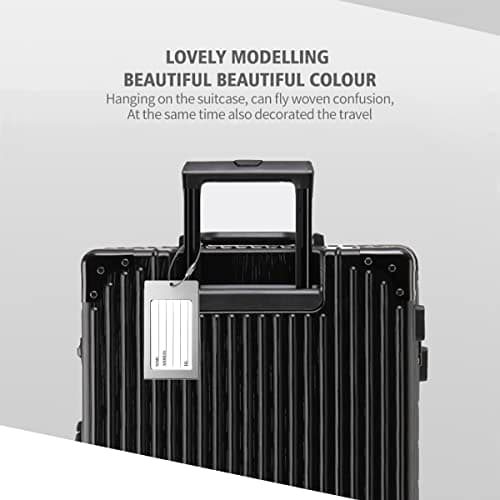 Pack of 2 Luggage Tags, Aluminum Metal Travel ID Tag Business Card Holder Name Address Identifier Labels Suitcase Label with Steel Cable for Baggage Bag, Silver 6