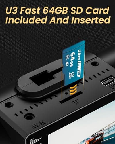 iiwey Dash Cam Front Rear and Inside 1080P Three Channels with IR Night Vision Car Camera SD Card Included Dashboard Camera Dashcam for Cars HDR Motion Detection and G-Sensor for Car, Taxi, Uber 7