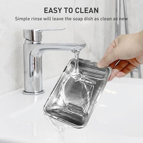 Stainless Steel Soap Dish, Large Double-Layer Draining Soap Holder, Metal Soap Dish for Bathroom, Shower, Kitchen and Sink Countertops 5