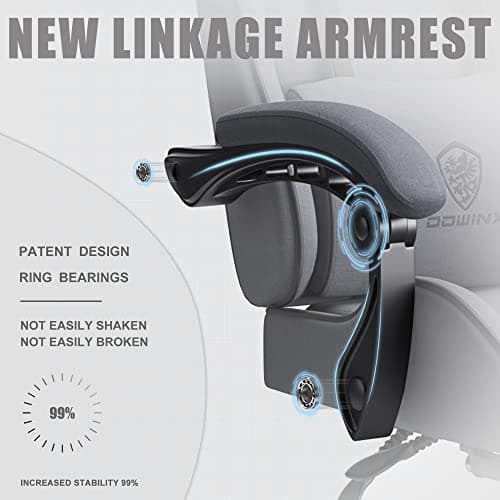 Dowinx Gaming Chair Fabric with Coil Spring Cushion, Ergonomic Game Chair for Adults with Footrest and Massage Lumbar Support, Cloth Computer Office Chair 290LBS, Grey 5