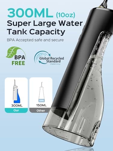 COSLUS E40 Portable Water Flosser for Teeth: 10 Pressure Settings Professional Water Dental Pick for Orthodontic, Braces & Sensitive Gums - Cordless for Travel Use, for Adults Teens, BPA-Free 7