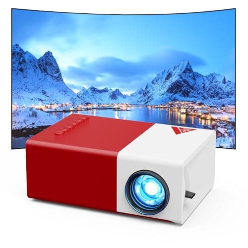 KHQ Mini Projector with Wifi Portable Projectors Support 1080P 170" Mini HD Movie Projector, Outdoor Projectors Compatible with Phone/ Tablet/ Laptop/ TV Stick/ HDMI/ USB - Red White