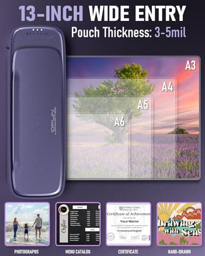 Laminator Machine 13 Inch Wide Thermal Lamination 9 in 1 Cold Hot A3 Laminating Machine for Teacher Personal, 60s Warm-Up No Jam laminator Machine 11x17 with 30 Laminating Sheets for Home Office Use 7