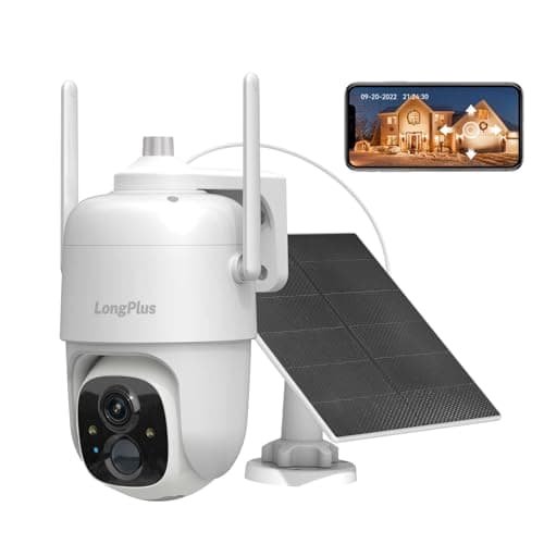 LongPlus Security Camera Wireless Outdoor, Solar Wireless Cameras for Home Security, 2K Battery WiFi Cameras Outdoor PTZ Security Camera with Floodlight Color Night Vision