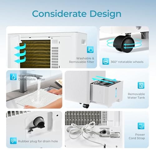 Euhomy 4500 Sq.Ft Energy Star Dehumidifier for Basement with Drain Hose,50 Pint to 110 Pint Large Dehumidifier with 1.59 Gallon Water Tank and Auto Shut-off and 4 Operation Modes for Home 8