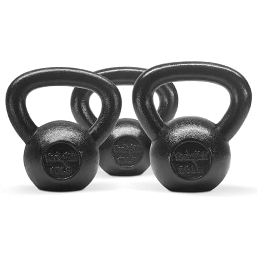 Yes4All Kettlebell Sets - 10, 15 & 20 LB Cast Iron Strength Training Kettlebells, Wide Handles & Flat Bottom for Push Ups, Swings, Squats & Full Body Workout at Home or Gym